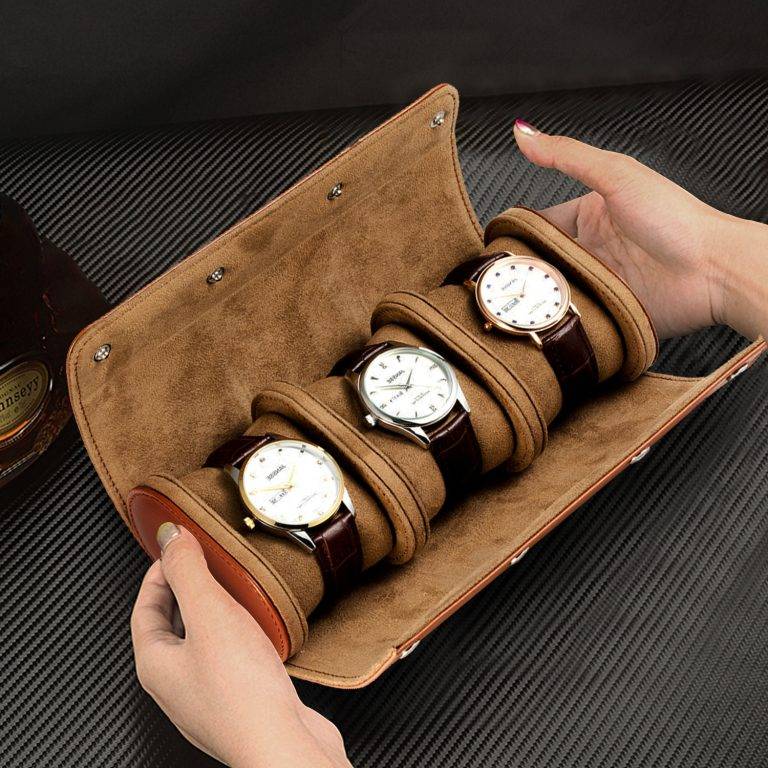 Luxury Vintage Leather Watch Roll 2 Slot Travel Storage Case