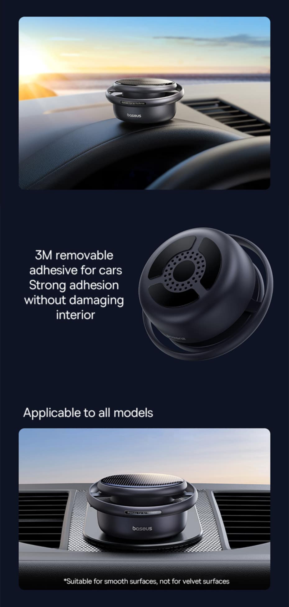 Baseus Car Air Freshener Solar Power Automatic Rotating Diffusion Perfume