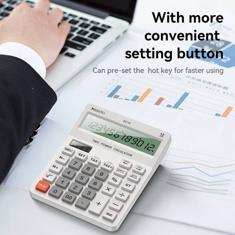 Yesido EC10 Dual Power LCD Display Desktop Calculator Battery & Solar Powered