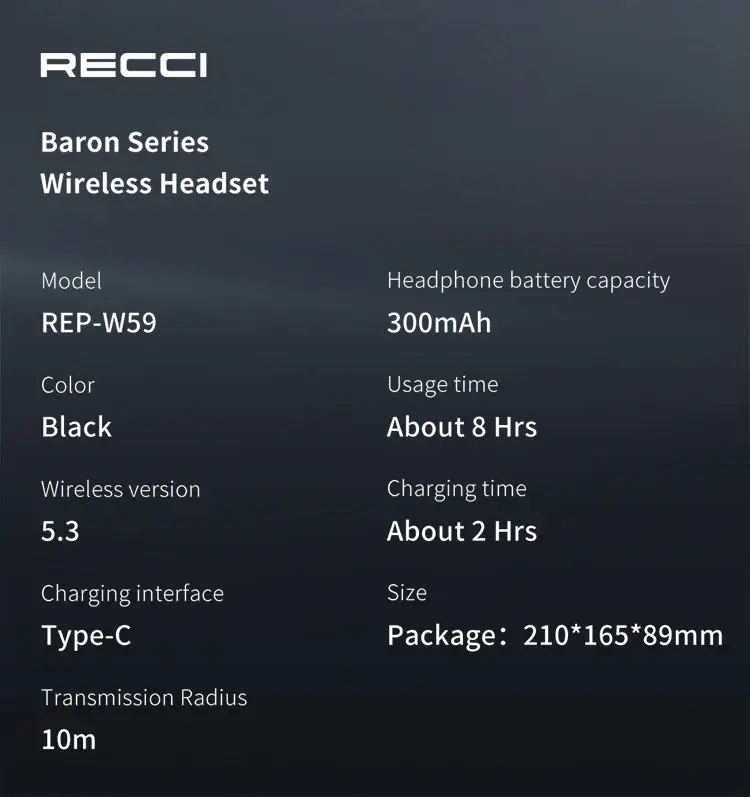 Recci REP-W59 Baron Series True Wireless Bluetooth Earbuds