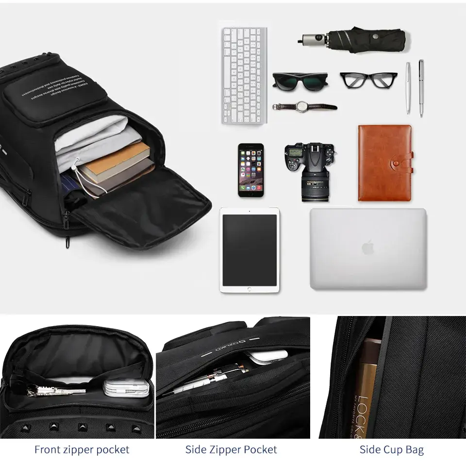 Ozuko 9284 Multifunctional Capacity Waterproof Anti-Theft Laptop Travel Backpack