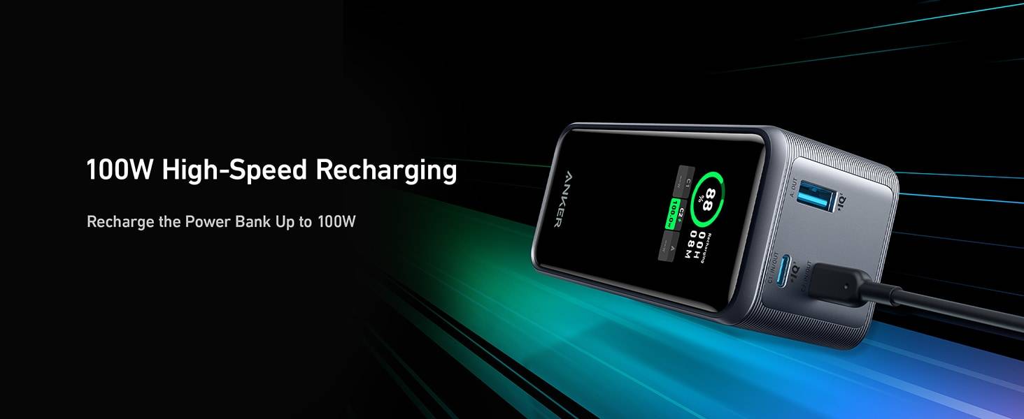 Anker Prime A1336 200W 20000mAh Power Bank with Multi-Device Fast Charging and Digital Display