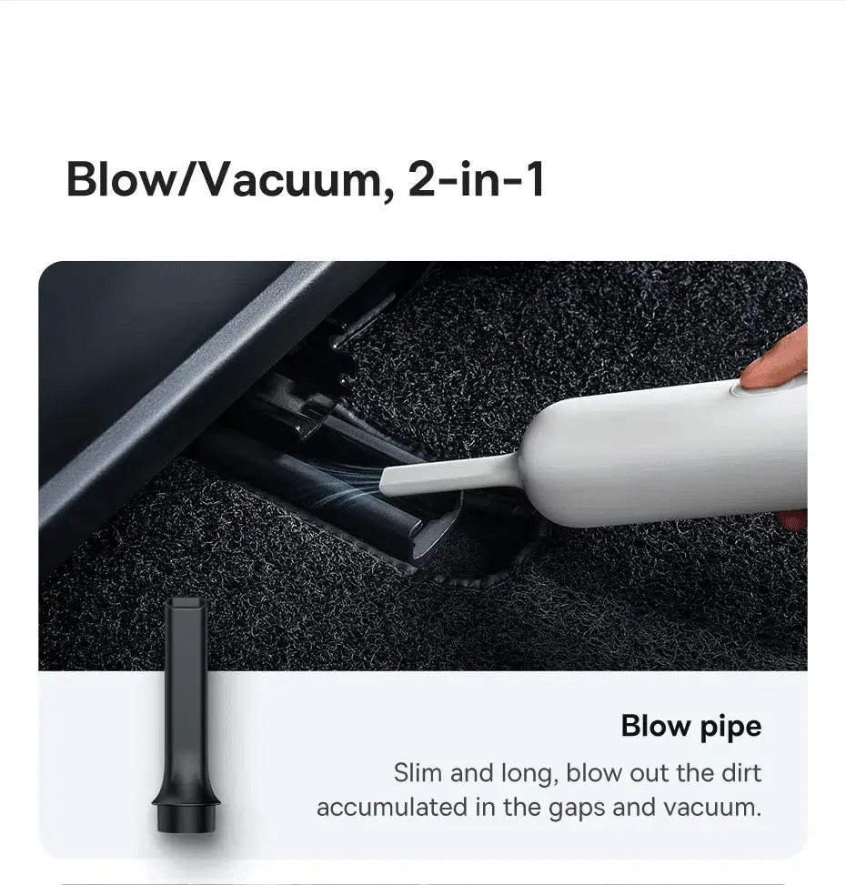 Baseus A2 Pro Car Vacuum Cleaner 6000Pa Powerful Suction, Portable & Rechargeable