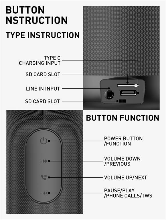 LDNIO BTS12 Wireless Portable Bluetooth Speaker 2000mAh Hi-Fi Sound with Bluetooth 5.0 Connectivity
