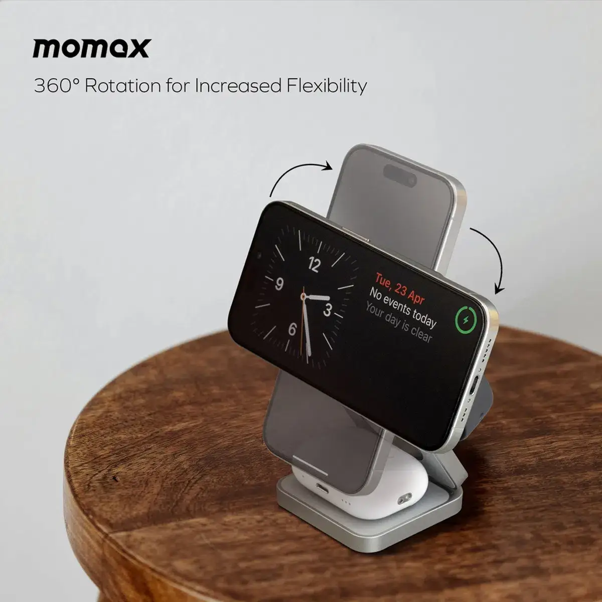 MOMAX Q2.Mag Go Qi2 3-in-1 Magnetic Wireless Charging Stand UD31L