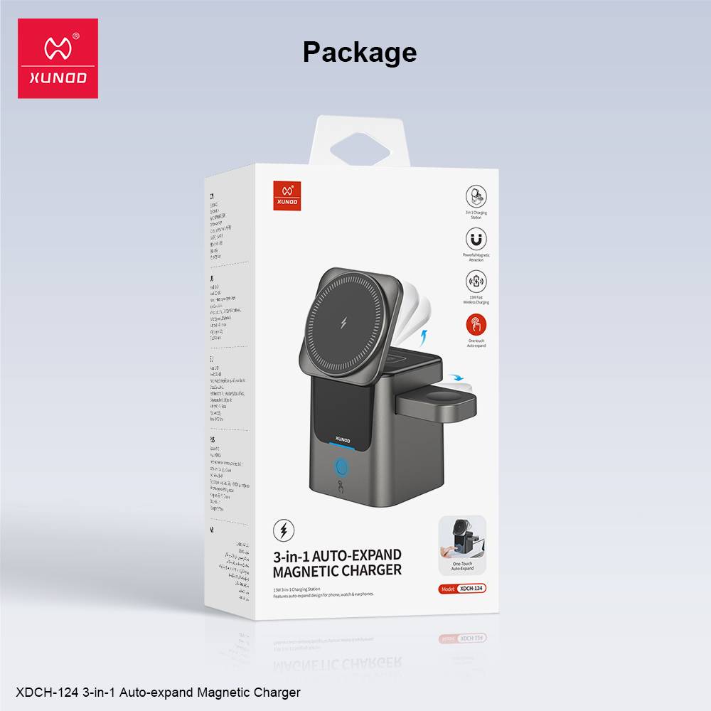 XUNDD XDCH-124 3-in-1 Magnetic 15W Wireless Charging Station