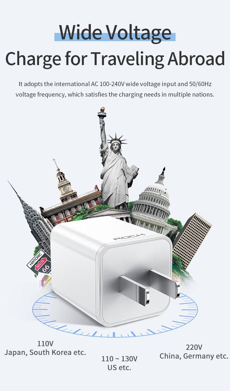 Rock T23 Dual-Port Travel Charger with Lightning Charge & Sync Cable Set