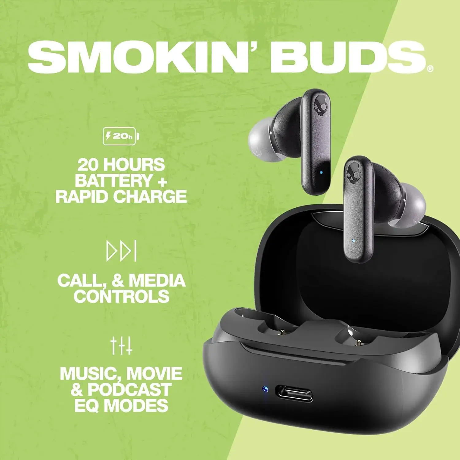 Skullcandy Smokin Buds IPX4 Waterproof In-Ear True Wireless Earbuds