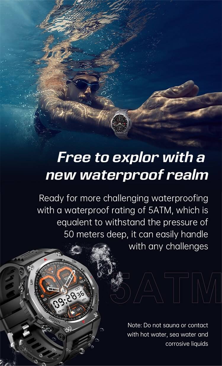 Valdus VD47 Pro Smartwatch 1.43″ AMOLED 5ATM Waterproof Built-In Flashlight