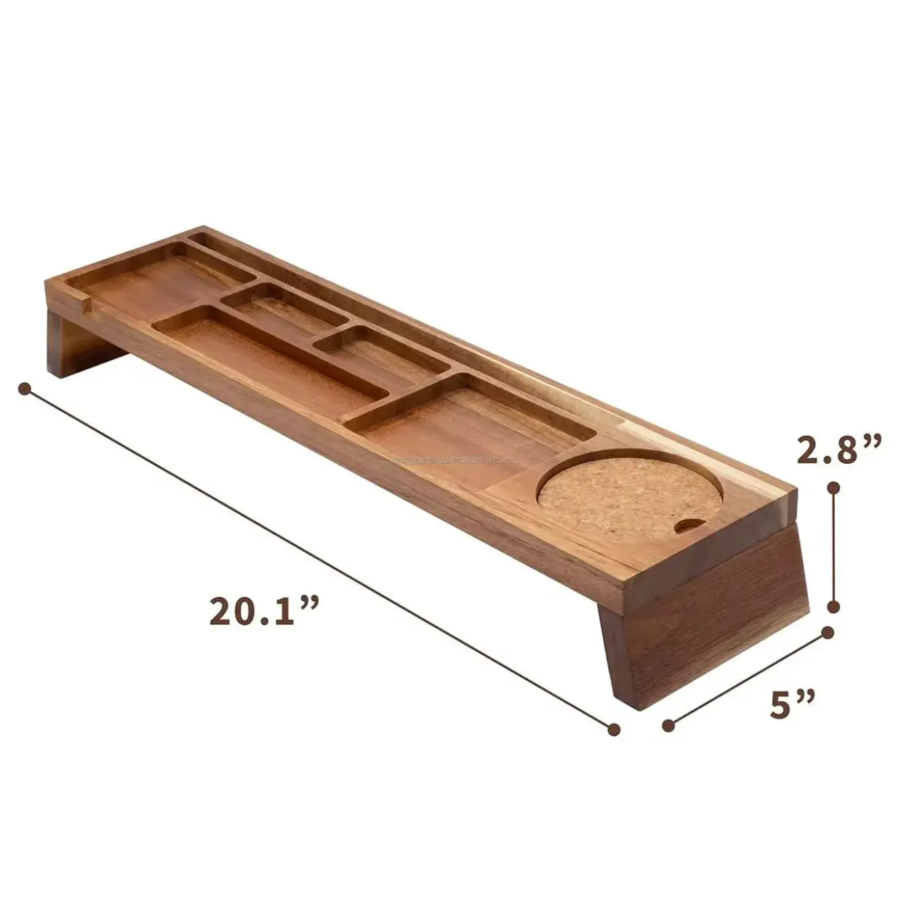 Natural Wood Multi-Compartment Minimalist Desktop Organizer Storage Rack