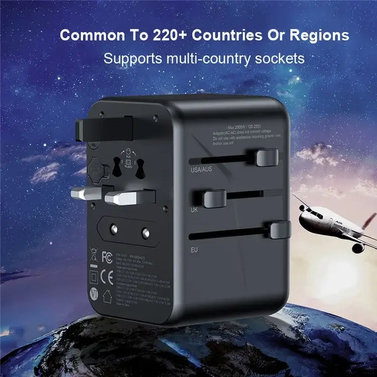 XUNDD XDCH-072 65W Universal Travel Adapter with 5 USB Ports & Fast Charging