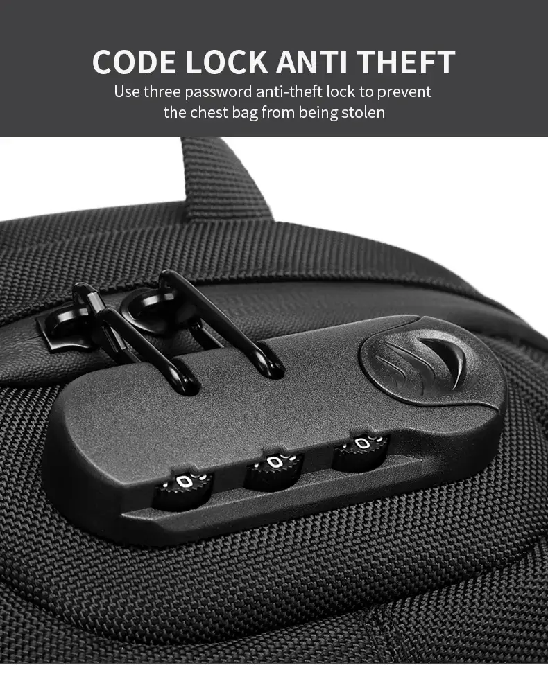 Ozuko 9361 Waterproof Anti-Theft USB Chest Pouch Mobile Shoulder & Fanny Crossbody Bag