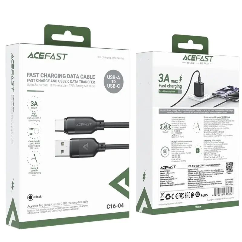 ACEFAST C16-04 3A MAX USB-C to USB-C Fast Charging & Data Cable