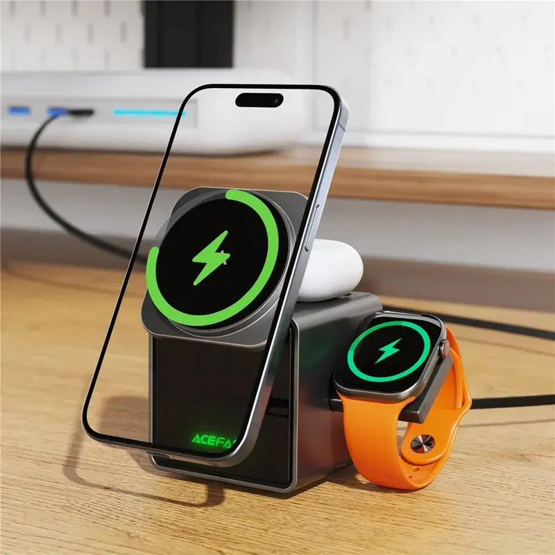 ACEFAST E34 3-in-1 Desktop Wireless Charging Station