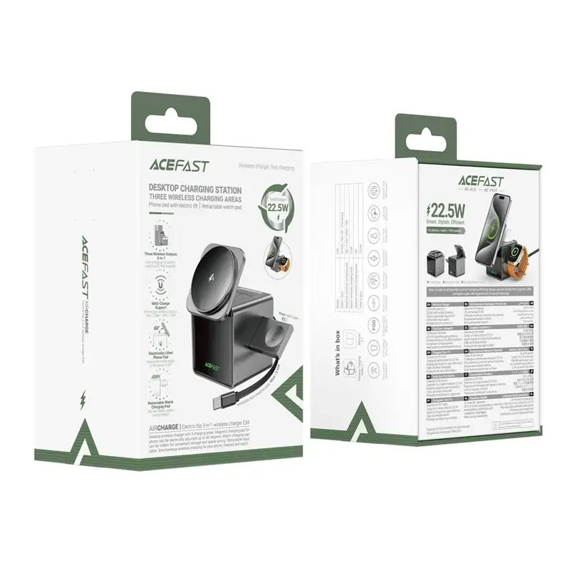 ACEFAST E34 3-in-1 Desktop Wireless Charging Station