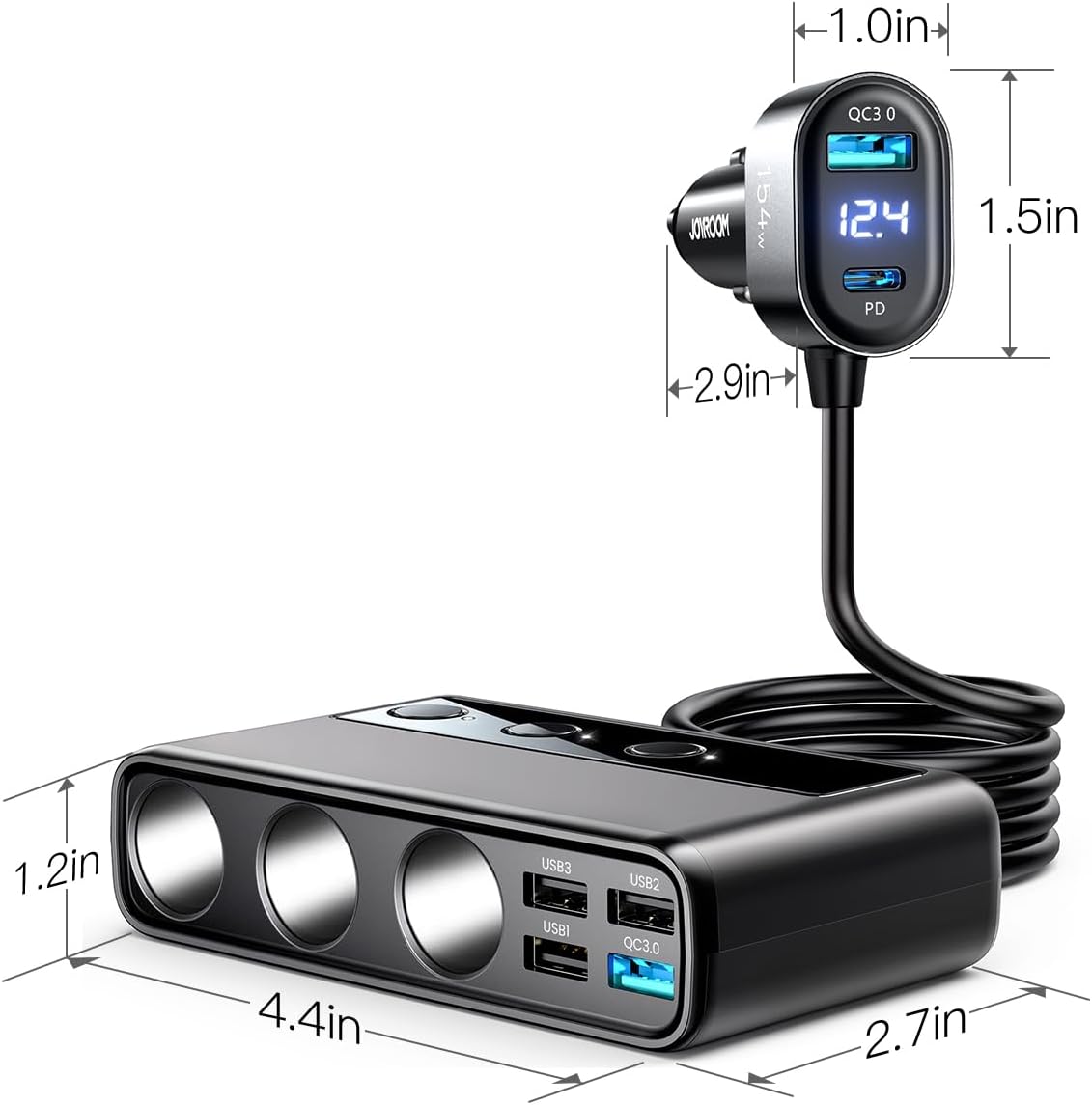 JOYROOM JR-CL06 9-in-1 210W Car Charger Adapter with PD/QC 3.0