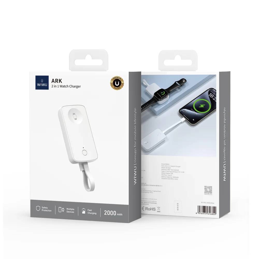 WiWU Ark 2 in 1 Dual Wireless Charging Station for Apple Watch & Qi-Enabled Devices