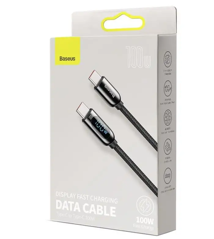 Baseus CATSK-B01 Display Fast Charging Cable USB-C to USB-C 100W Power Delivery 1m