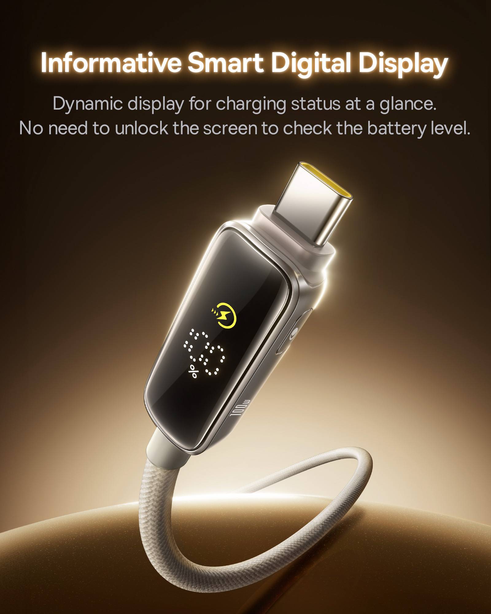 Baseus Vipow 100W USB-C to USB-C Fast Charging Cable with Built-in Dynamic Display