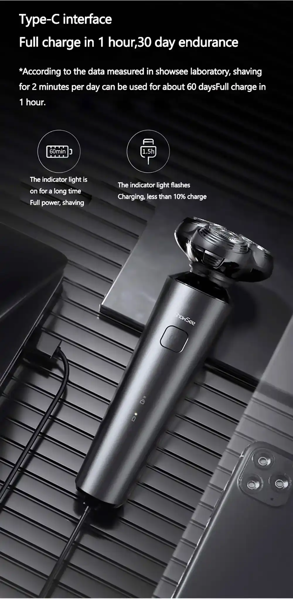 Xiaomi ShowSee F303 Electric Shaver 500W Powerful Performance