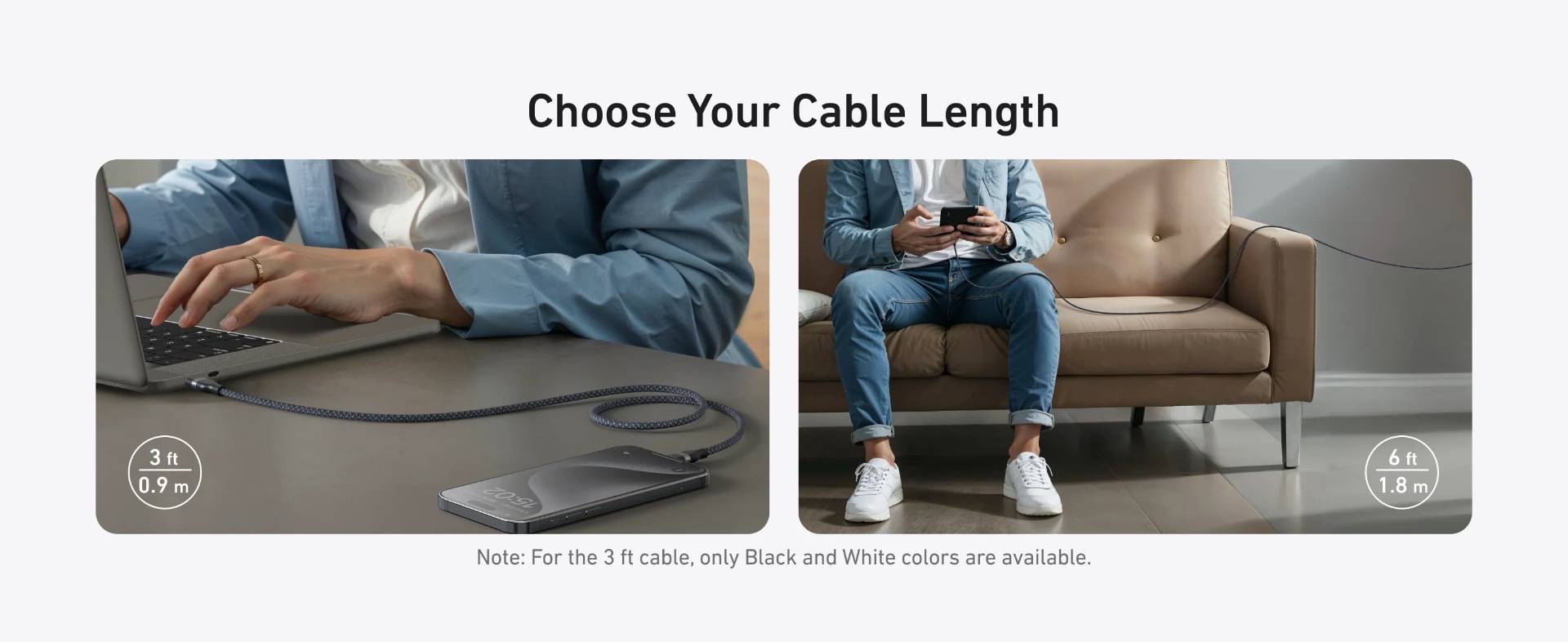 Anker A82E2 240W USB-C to USB-C Upcycled Braided 3ft & 6ft Fast Charging Cable