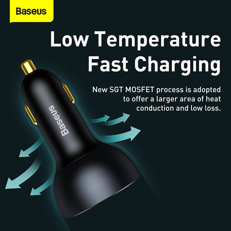 Baseus TZCCZM-0G 160W Car Charger with Qualcomm Quick Charge 2C+U & 100W USB-C Cable