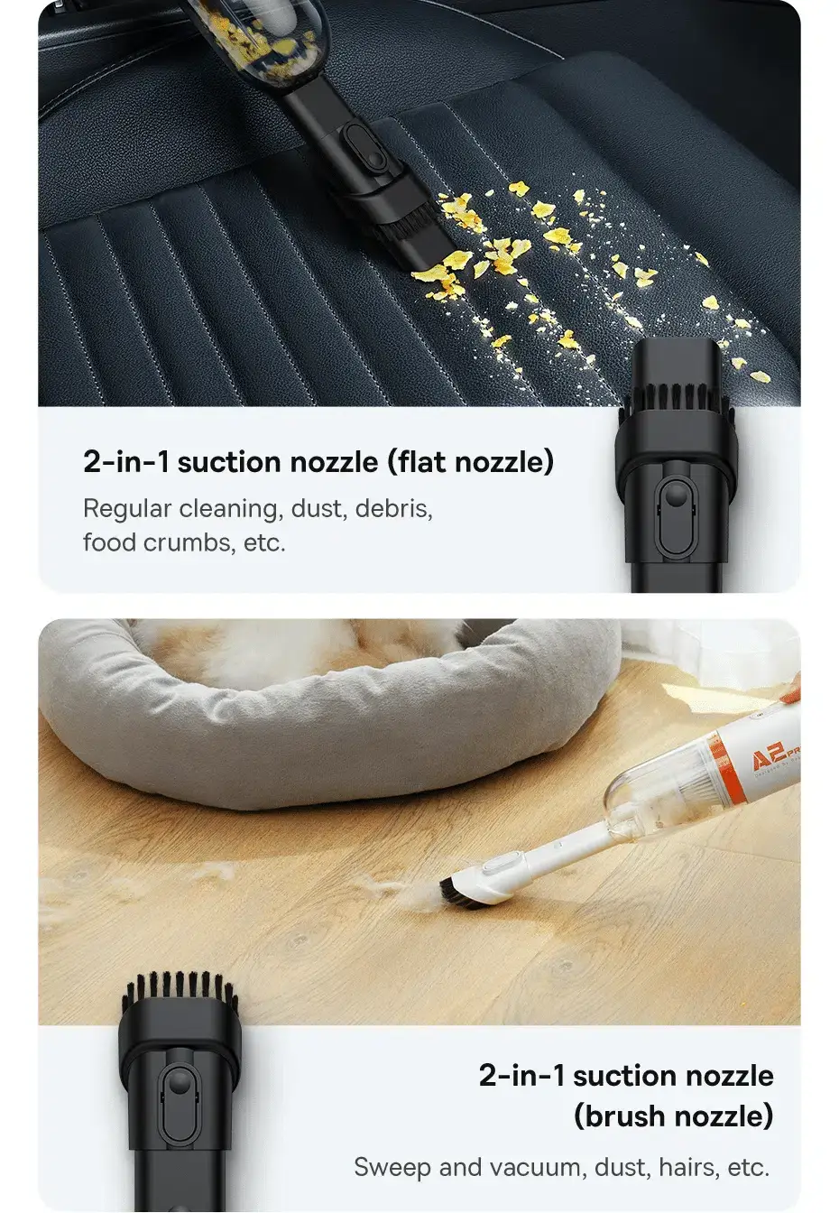 Baseus A2 Pro Car Vacuum Cleaner 6000Pa Powerful Suction, Portable & Rechargeable