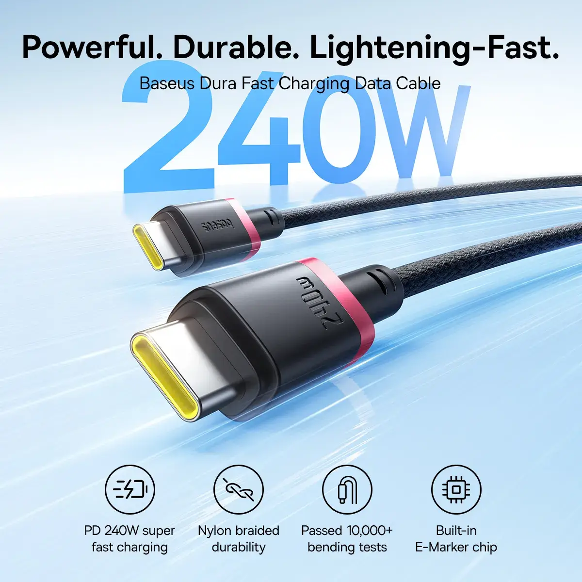 Baseus Dura Series 240W Type-C to Type-C Fast Charging & Data Cable 2M