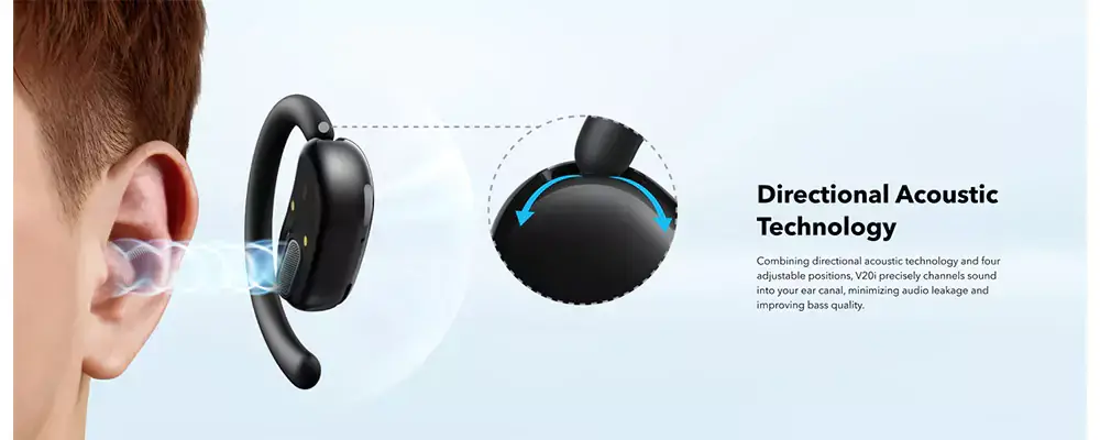 Anker Soundcore V20i Open-Ear Wireless Headphones with Adjustable Ear Hooks