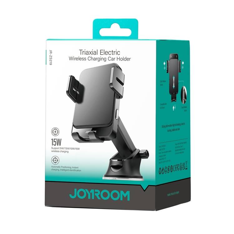 JOYROOM JR-ZS219 Three-Axis Electric 15W Wireless Charging Car Mount Holder