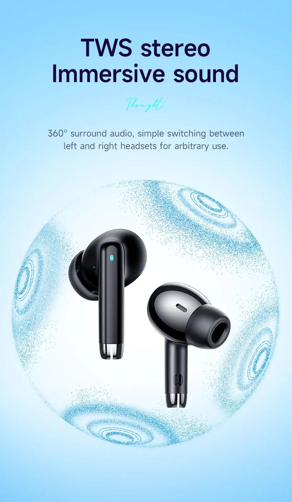 HOCO EQ2 TWS Wireless Bluetooth 5.3 In-Ear Earbuds