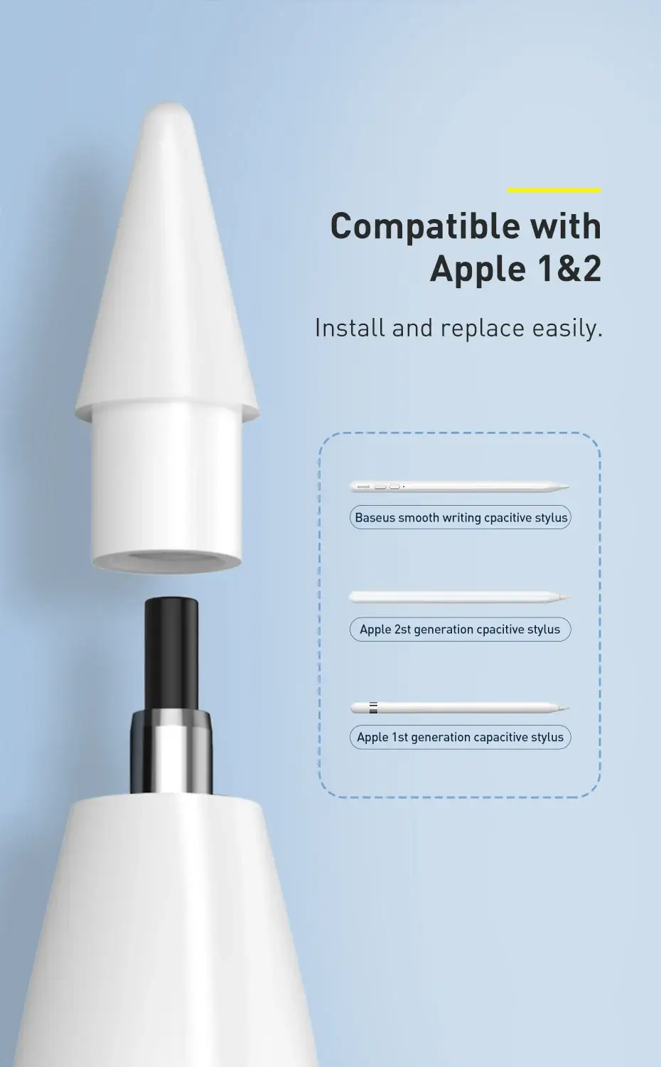 Baseus Smooth Writing Capacitive Stylus Replacement Tips 2-Pack