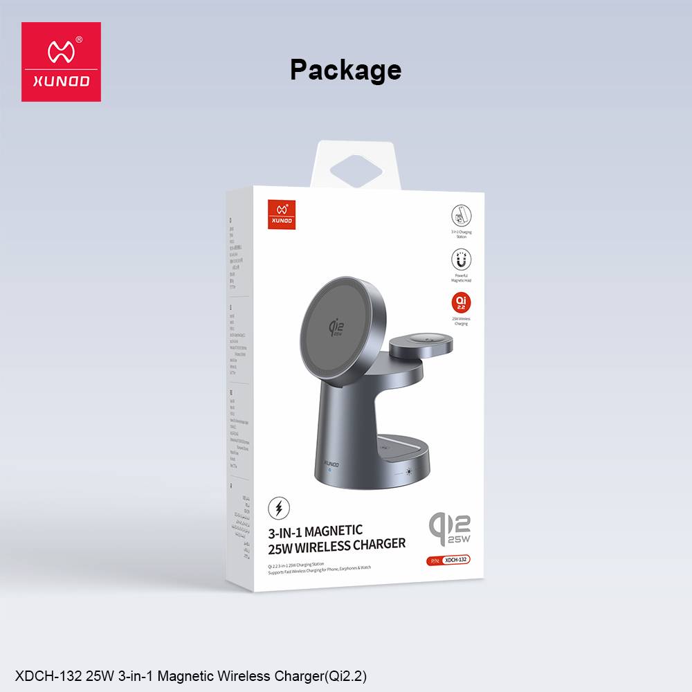 XUNDD XDCH-132 Qi2.2 25W 3 in 1 Magnetic Wireless Charger