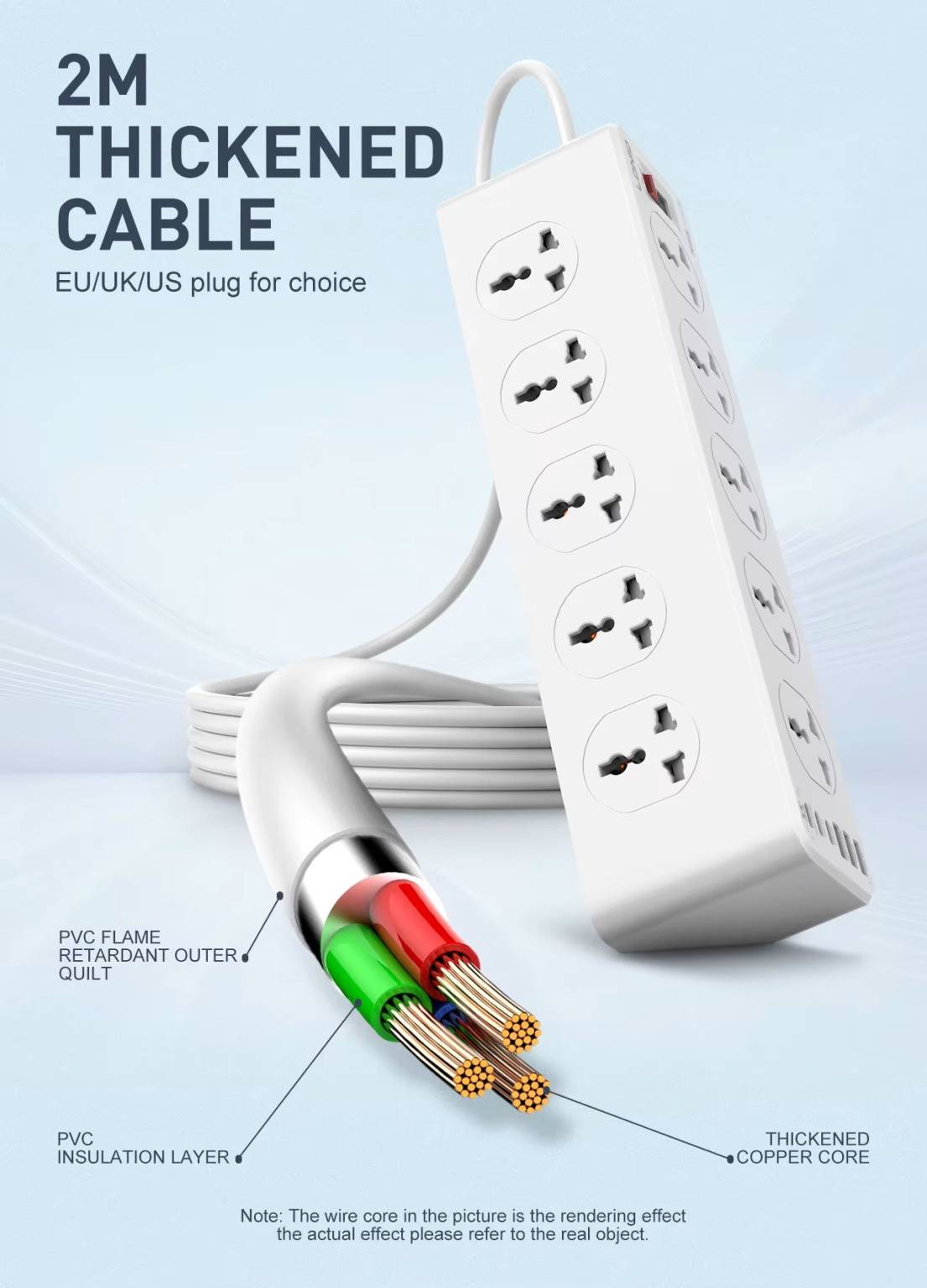 LDNIO SC10610C Universal Power Strip 10 Outlets 2M Cable