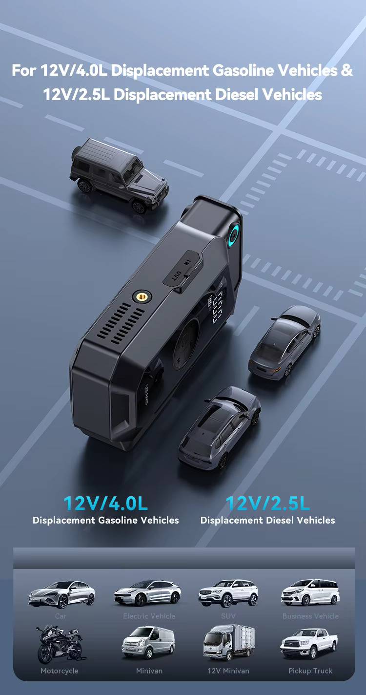 USAMS ZB287 2-in-1 8000mAh Portable Car Jump Starter & Power Bank