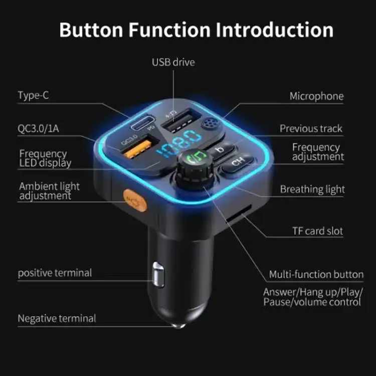WEKOME WP-C52 Pop Digital Series MP3 Wireless Fast Charging Bluetooth Car Charger