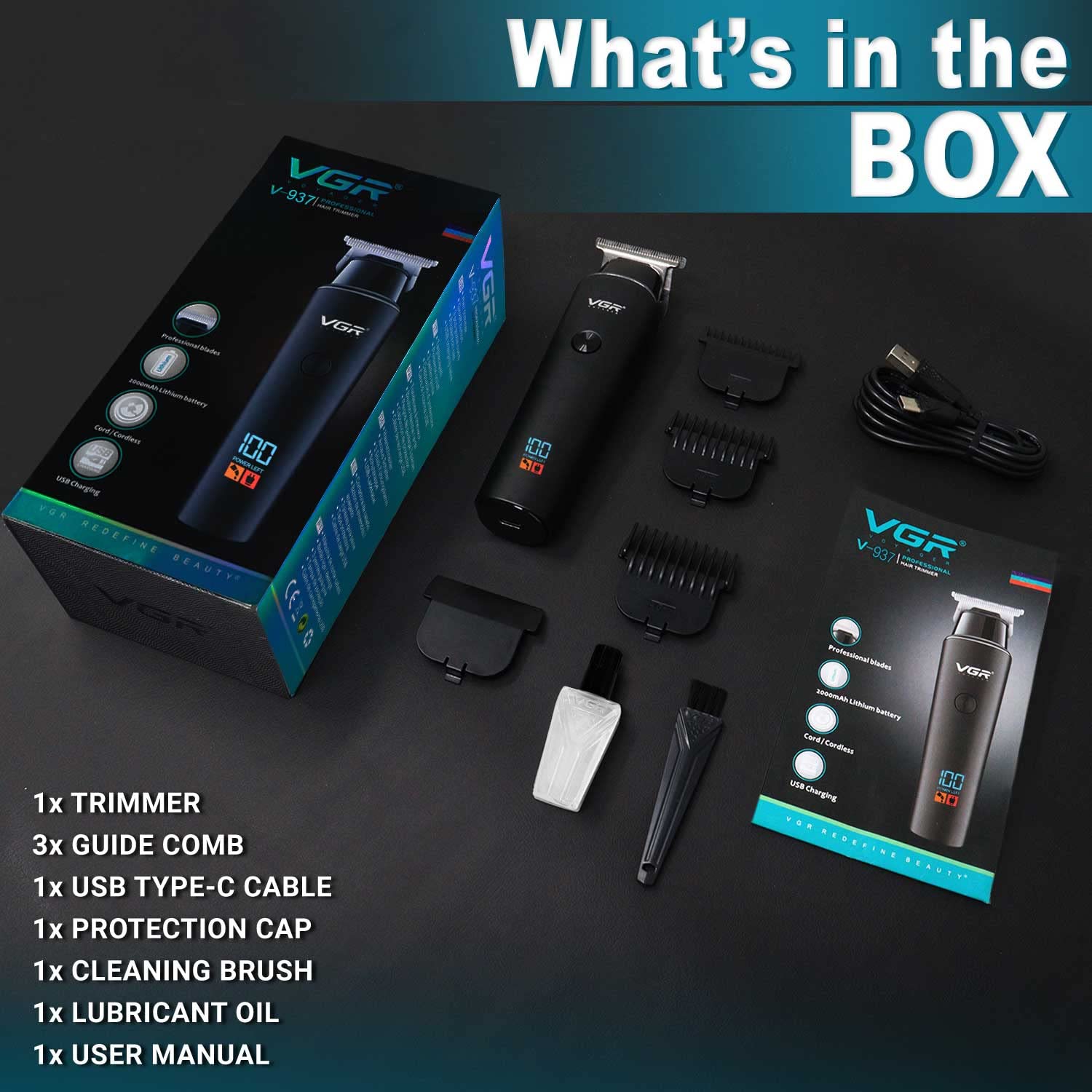 VGR V-937 Professional Rechargeable Electric Hair Trimmer