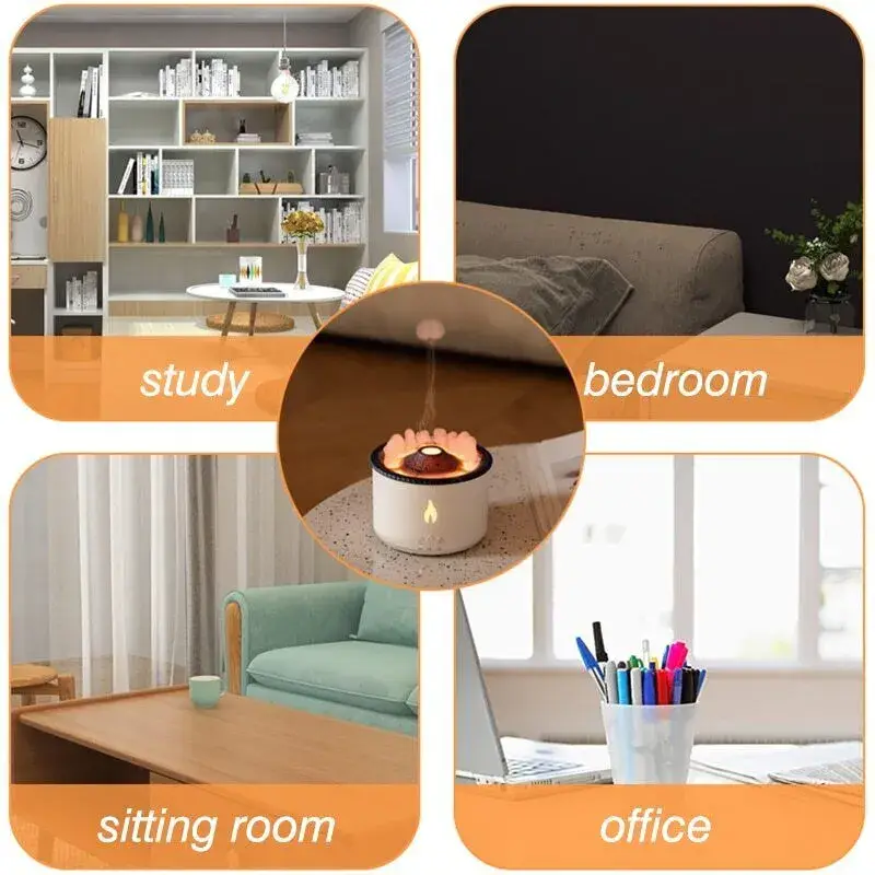 Volcanic Aroma Diffuser Air Humidifier Portable 360ml Usb Night Light Sprayer