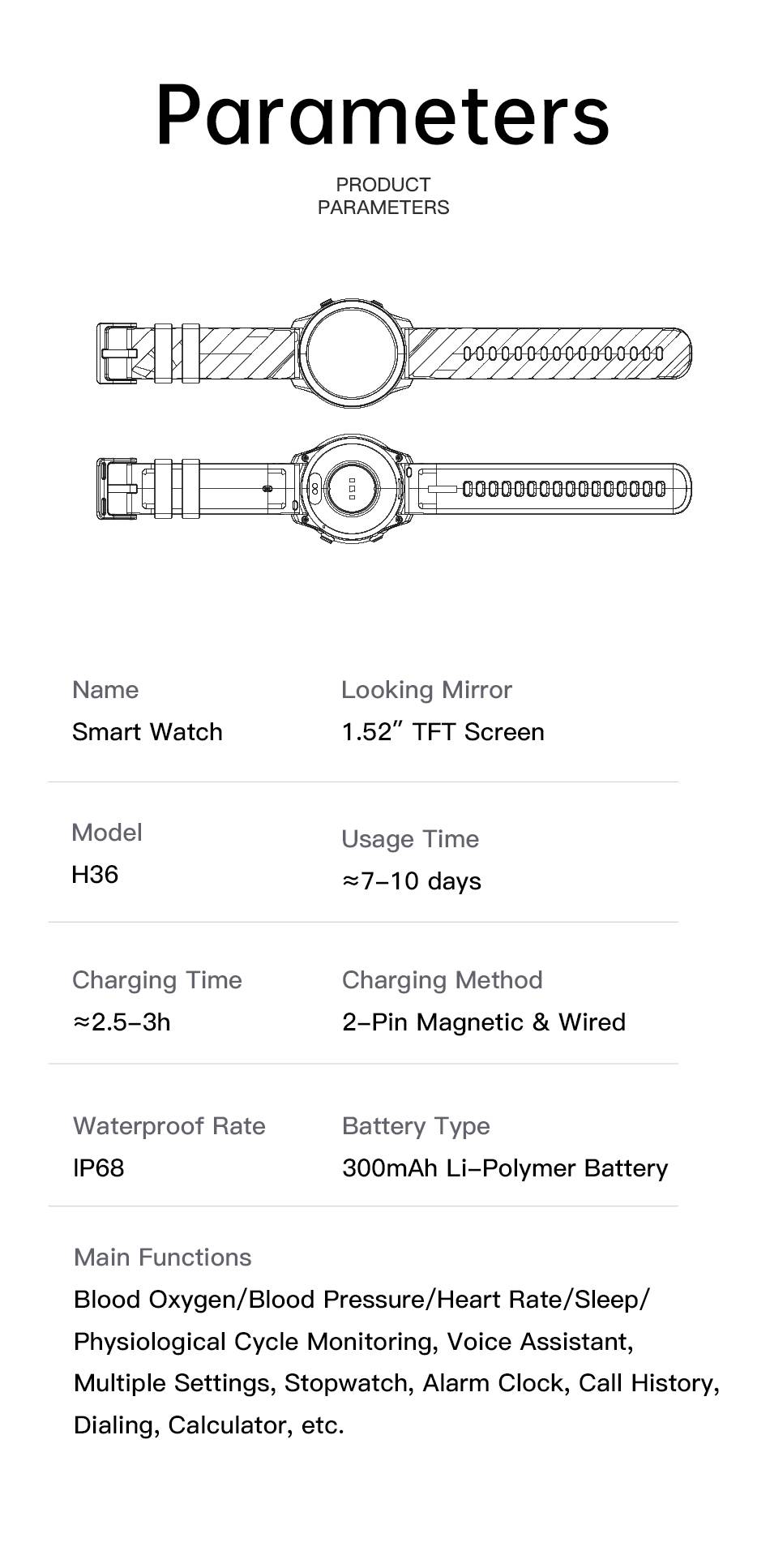 AWEI H36 Smartwatch with Advanced Health and Fitness Tracking