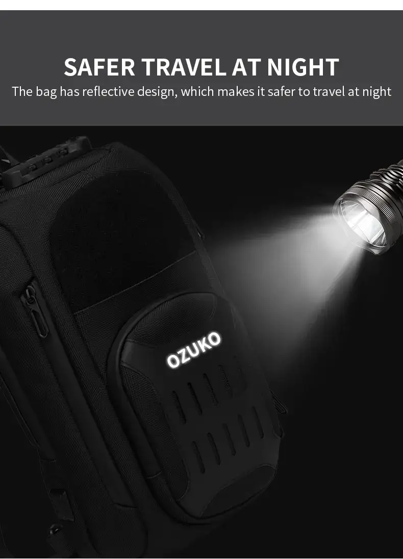 Ozuko 9361 Waterproof Anti-Theft USB Chest Pouch Mobile Shoulder & Fanny Crossbody Bag