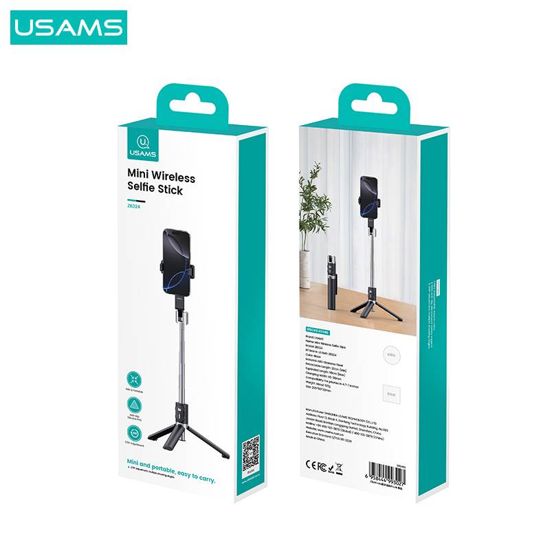 USAMS ZB324 Mini Wireless Bluetooth Selfie Stick with Adjustable Holder