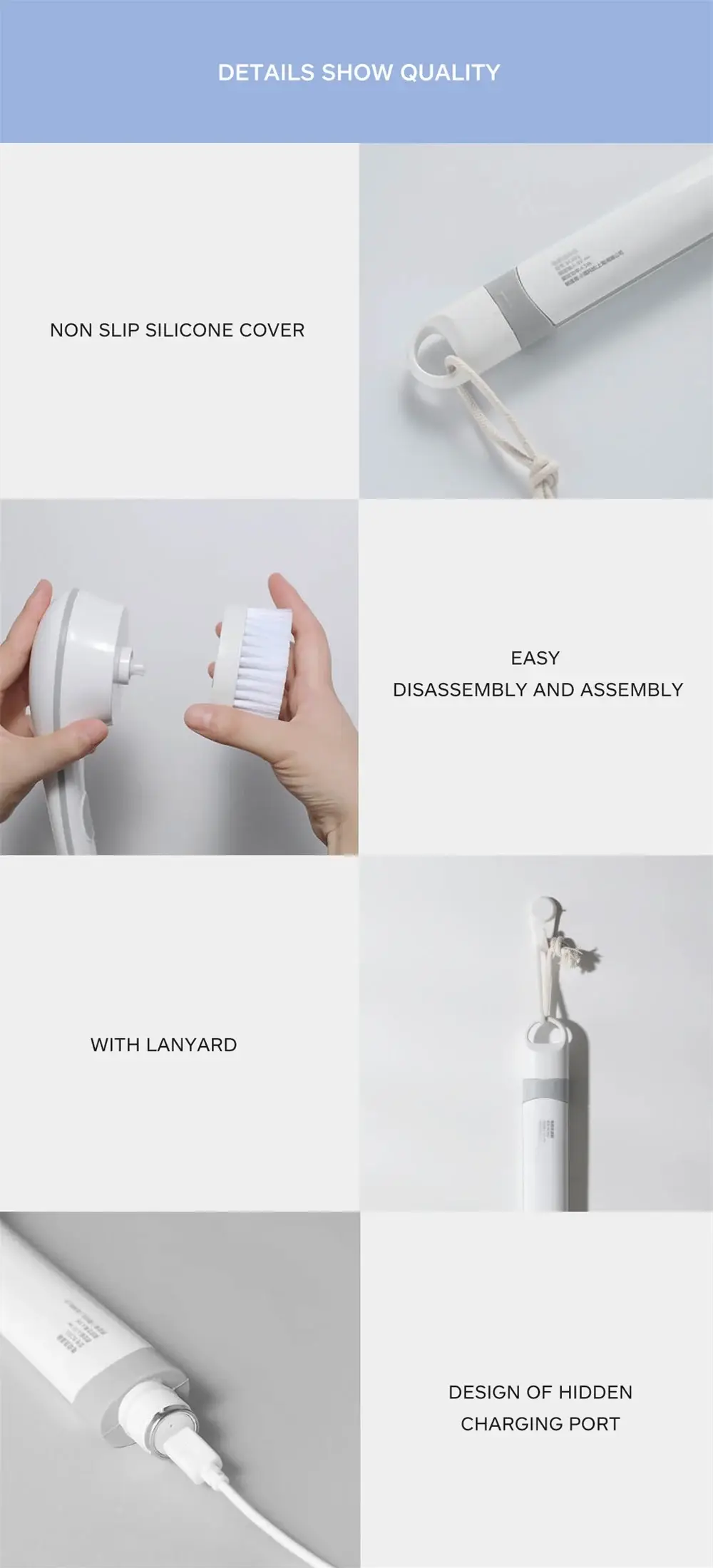 Xiaomi DOCO BC001 Electric Bath Brush with Body Massage & SPA Shower Function