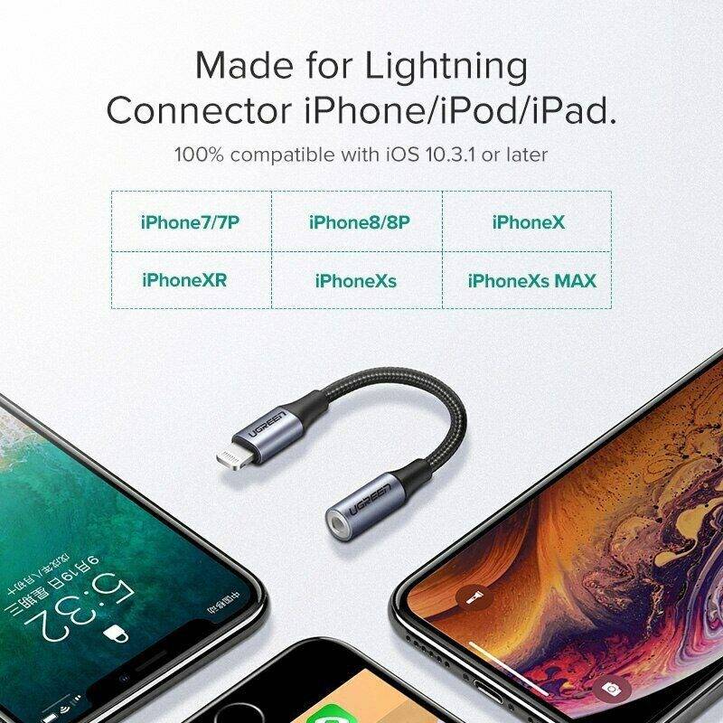 UGREEN MFi-Certified Lightning to 3.5mm Headphone Adapter for iPhone