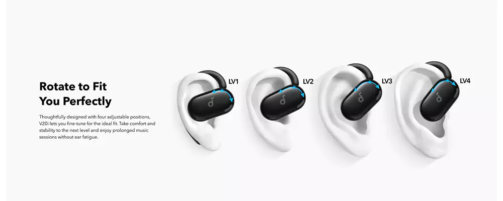 Anker Soundcore V20i Open-Ear Wireless Headphones with Adjustable Ear Hooks