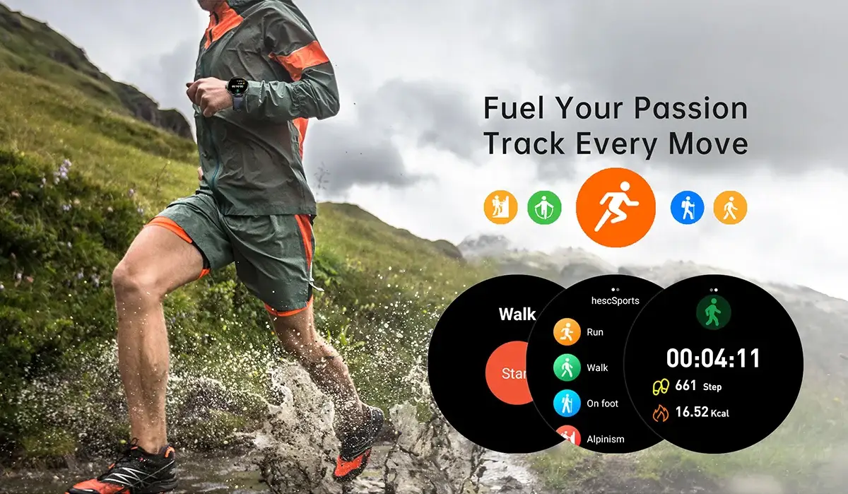 YES Power Link Android Smartwatch with 1.75″ AMOLED Display Rotating Camera & GPS