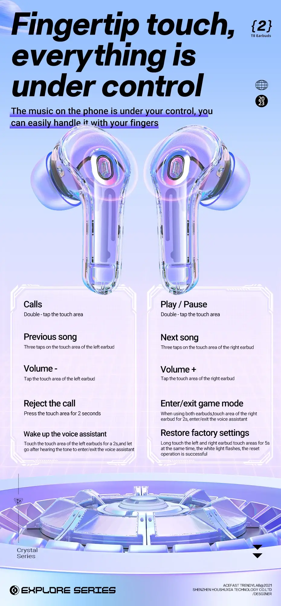 ACEFAST T8 True Wireless Bluetooth Earbuds with LED Digital Display