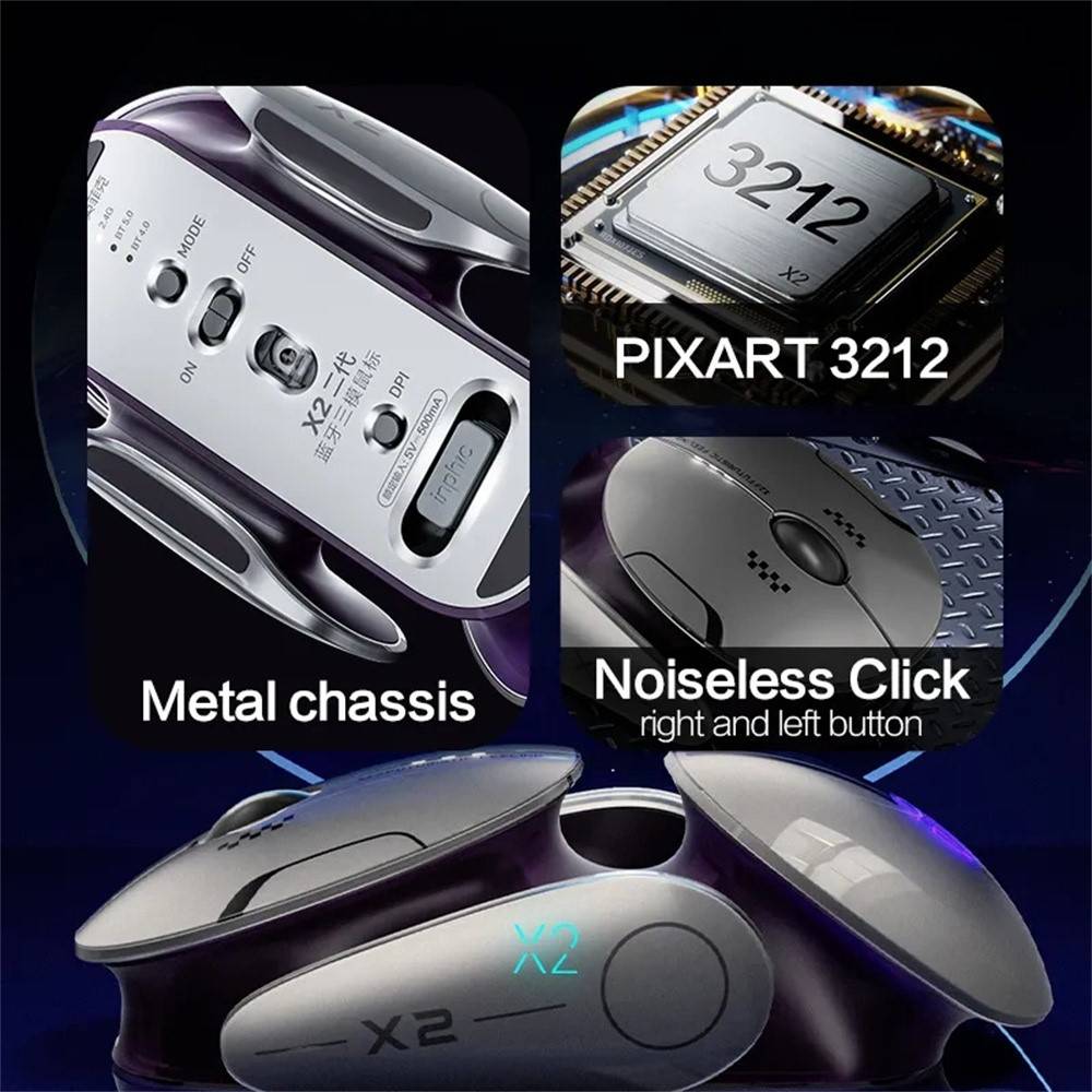 Inphic X2 Tri-Mode Bluetooth Wireless Mouse