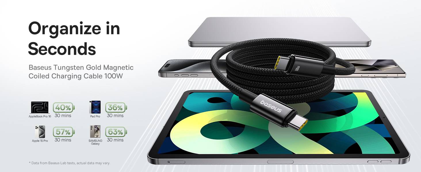 Baseus Tungsten Gold Series 100W Fast Charging Cable USB-C to USB-C 1m