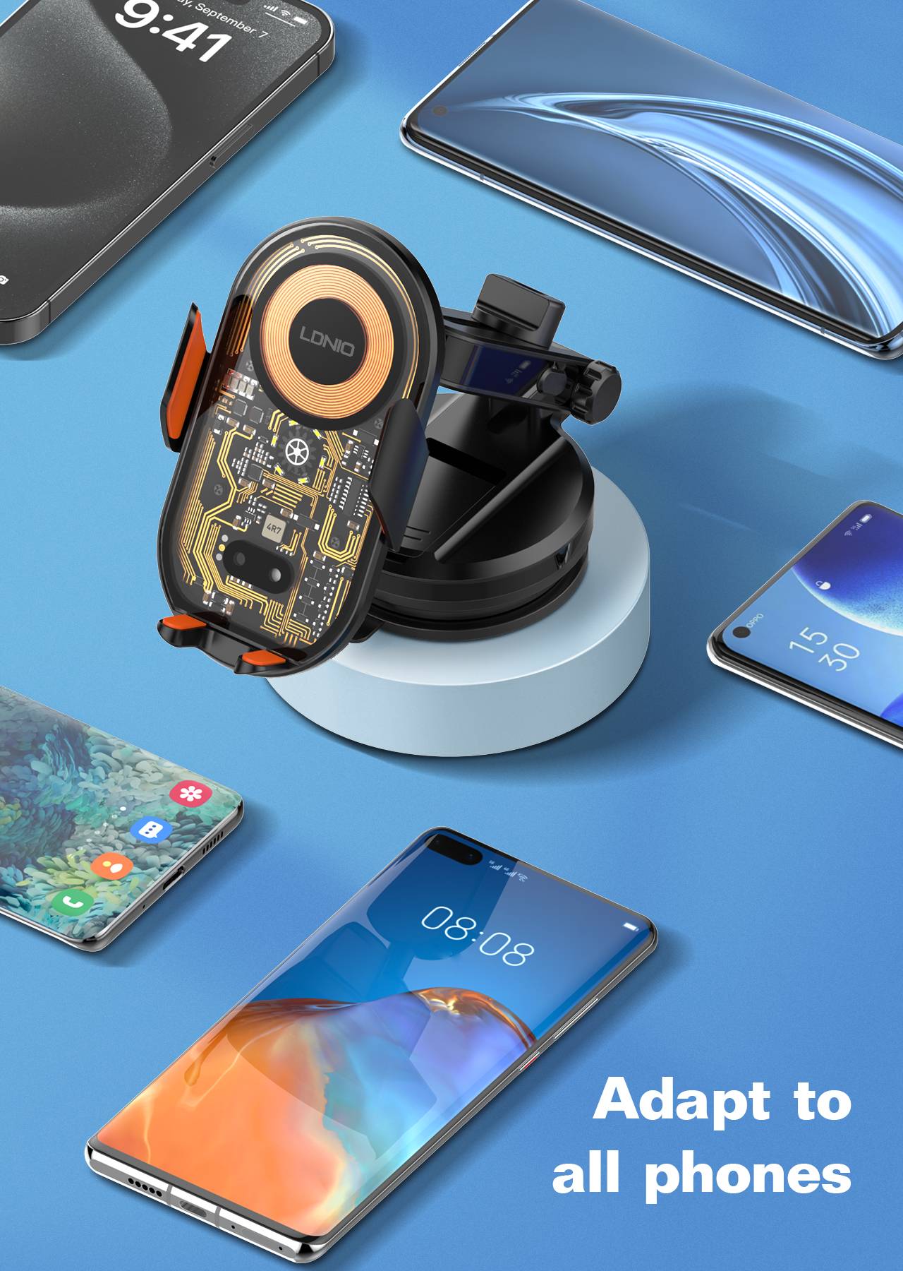 LDNIO MA30-1 15W Magnetic Wireless Charging Car Phone Holder