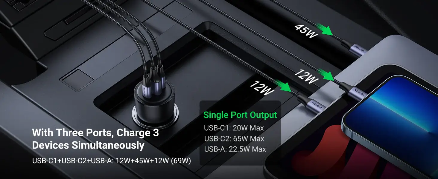 UGREEN CD239 69W USB C Car Charger 20467